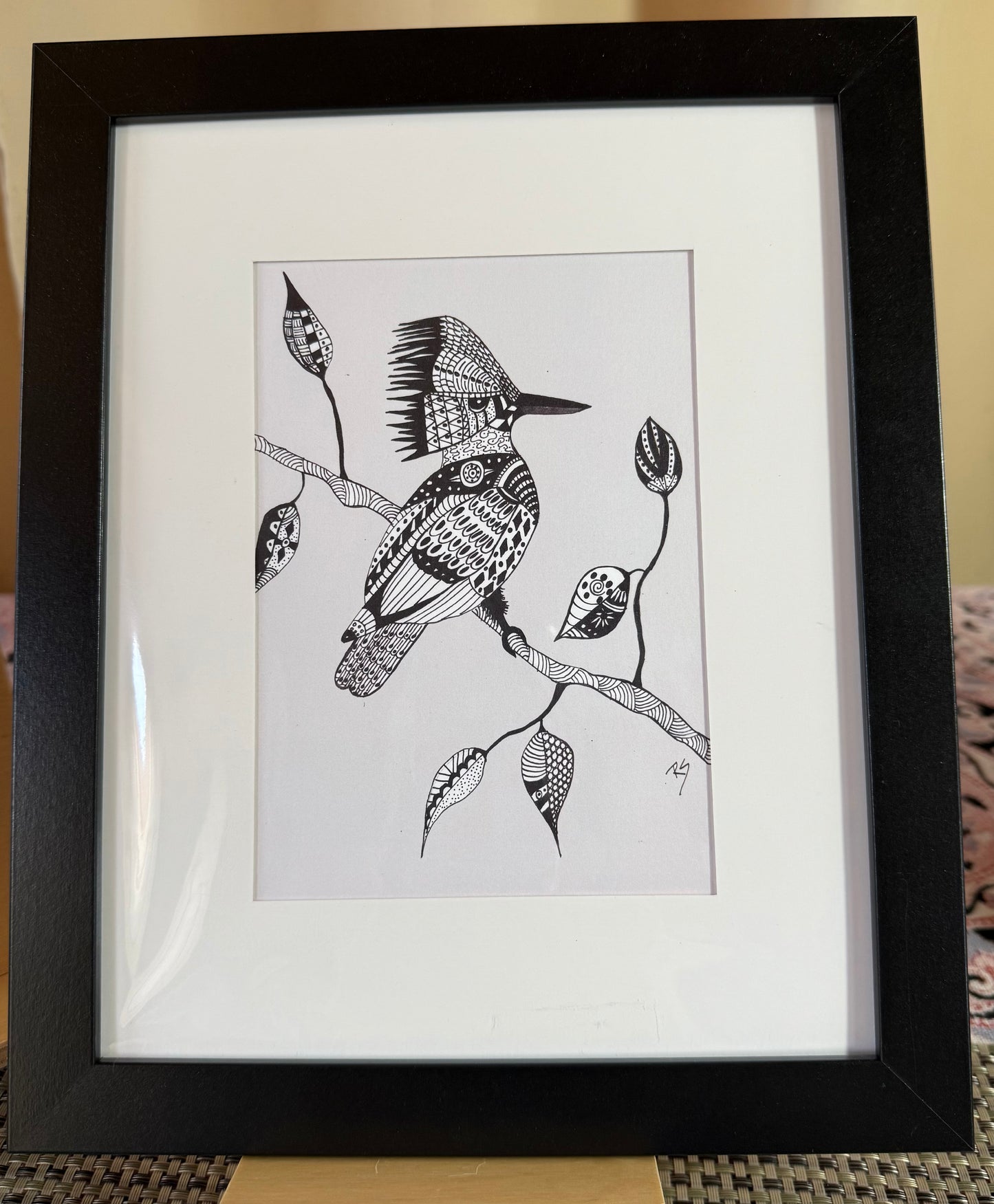 Kingfisher Pen and Ink Art Card – 5x7 Bird Illustration on Eco-Friendly Paper