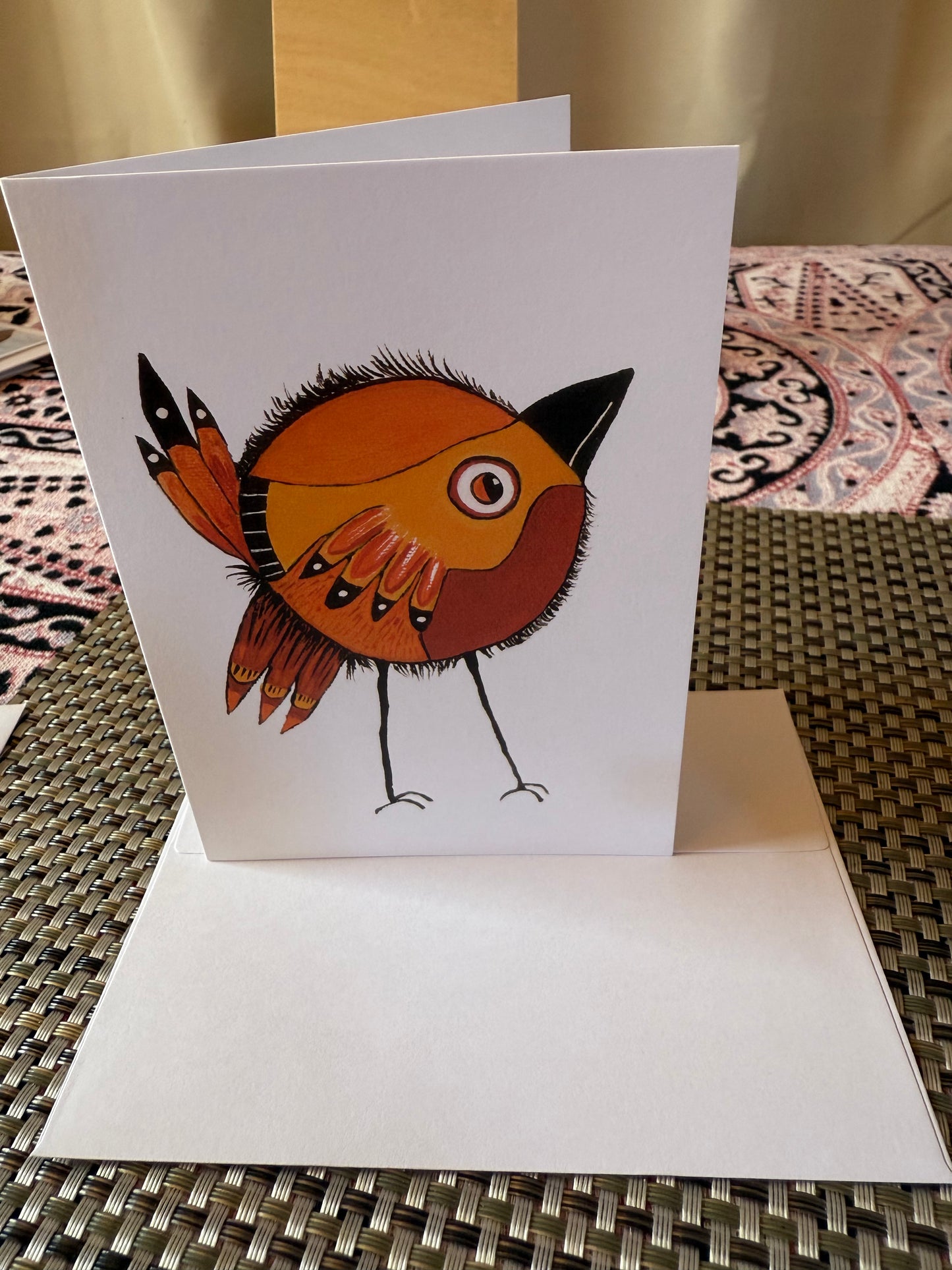 Four Colorful Small Birds 4×6 Individual Greeting Cards – Whimsical Nature Art