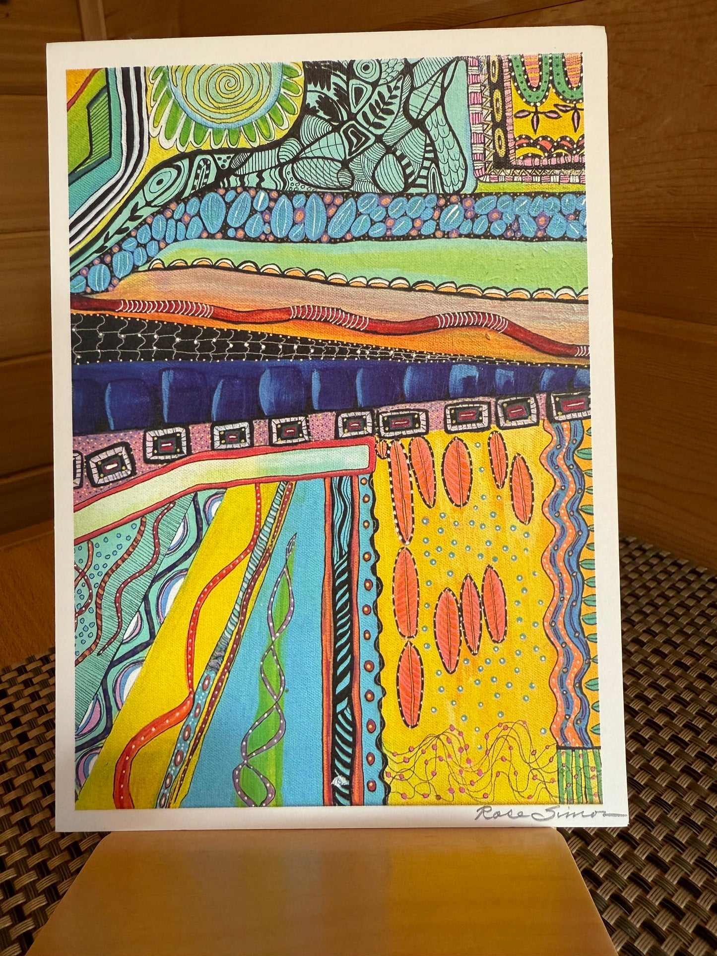 "Under the Layers" - 5×7 Abstract Watercolor & Pen Greeting Card – Whimsical Geometric Art