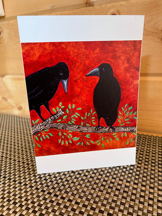 Two Ravens Full-Color 5×7 Card – Whimsical Fall & Halloween Note