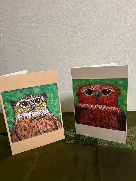 Whimsical Woodland Owl Greeting Cards – Set of 2 | Blank Nature-Inspired Notecards with Envelopes