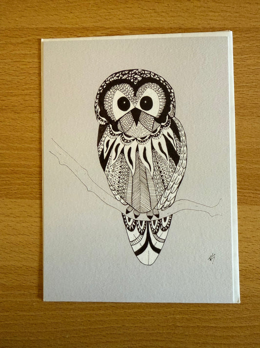 Barred Owl Pen and Ink Art Card – 5x7 Bird Illustration on Eco-Friendly Paper (Copy)