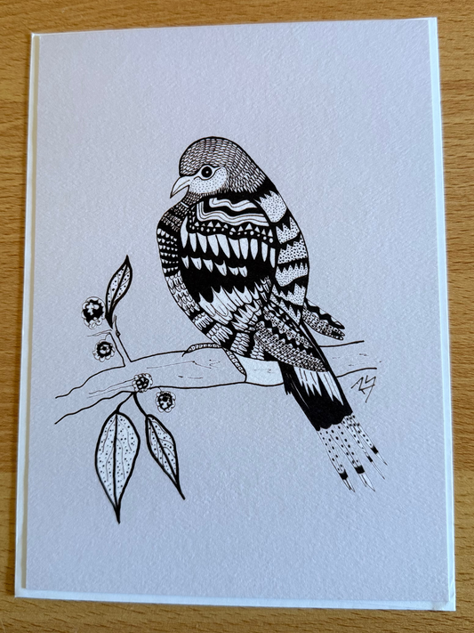 Dove Pen and Ink Art Card – 5x7 Bird Illustration on Eco-Friendly Paper