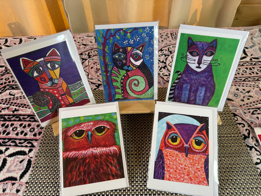 Cards of Whimsy - Owl and Cat Gift Set