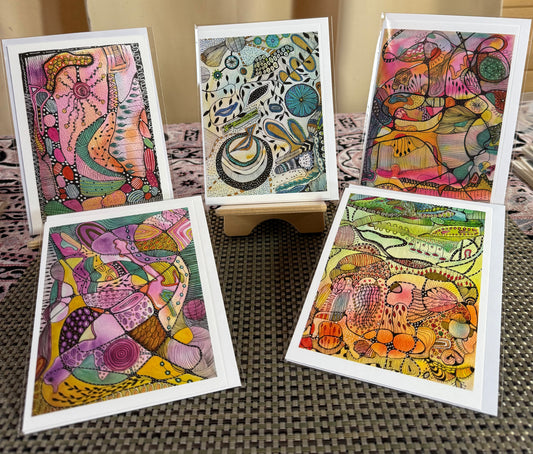 Whimsical Abstract Art Cards – Radiant Pinks Collection