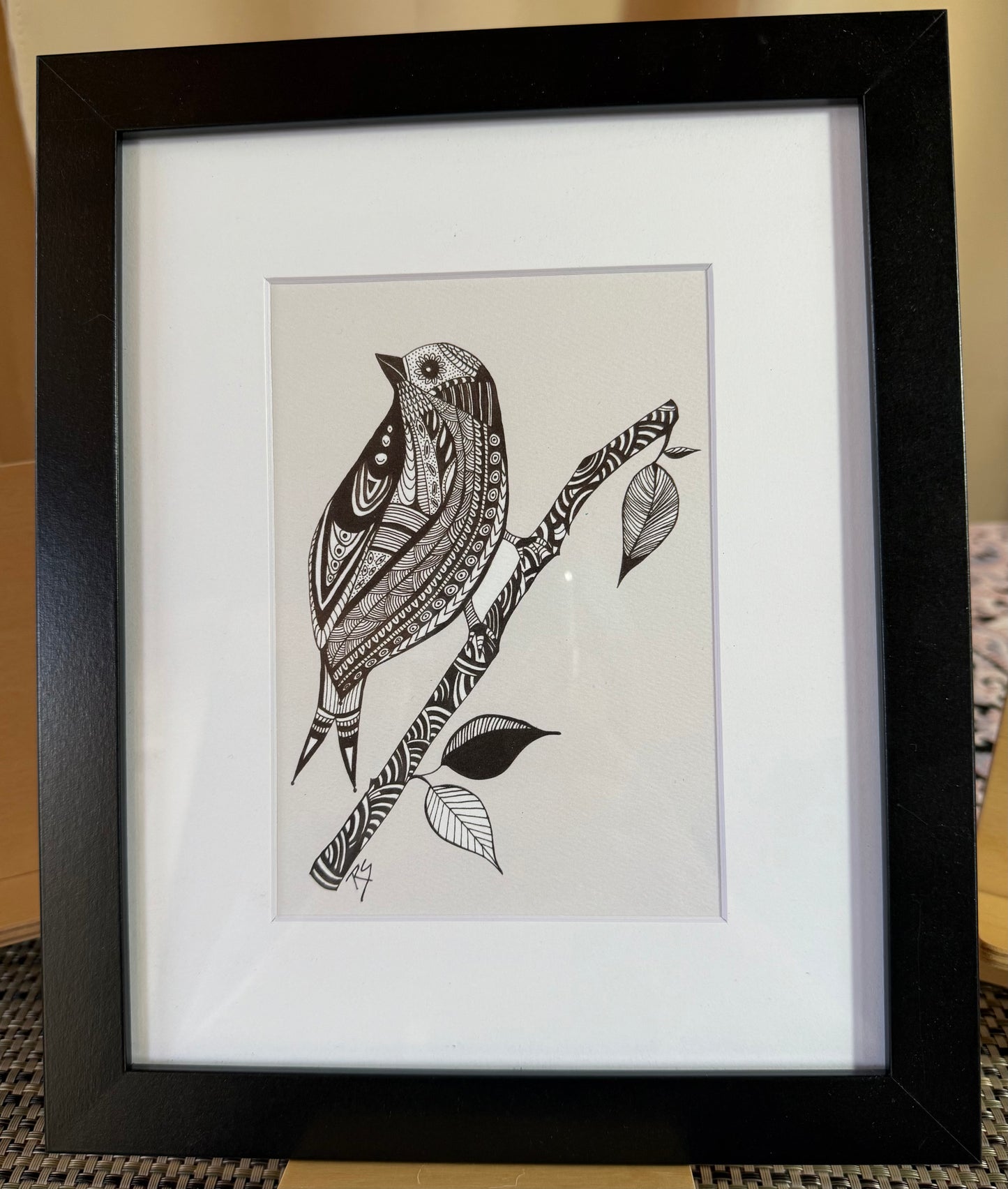 Sparrow Pen and Ink Art Card – 5x7 Bird Illustration on Eco-Friendly Paper