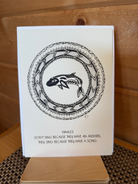 5×7 Pen & Ink Orca Mini Print with Inspiring Quote