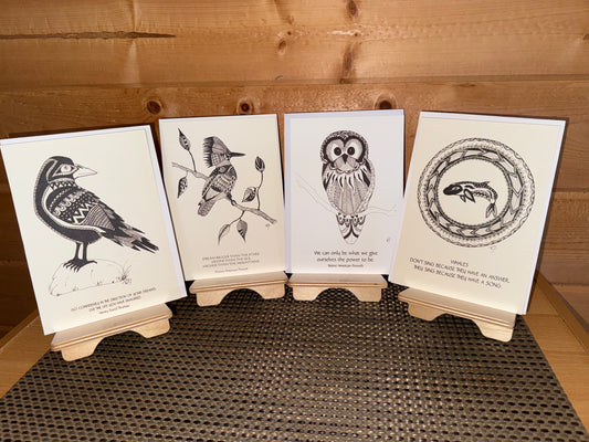 5×7 Mini Print Bundle – Raven, Orca, Roadrunner & Kingfisher with Inspiring Quotes – Art Prints for Nature Lovers