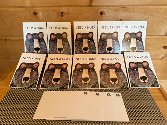 Need a Hug?” Whimsical Bear 12 Postcard Set