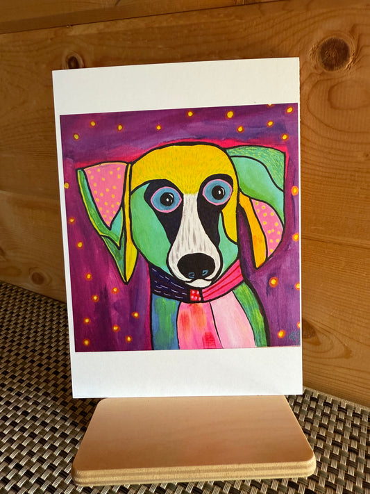 Colorful Corgi Greeting Card – Whimsical Dog Art 5×7