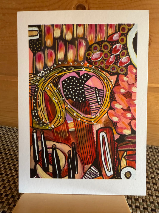 "Mystic Currents" Abstract Watercolor & Pen 5×7 Greeting Cards – Geometric & Whimsical Art