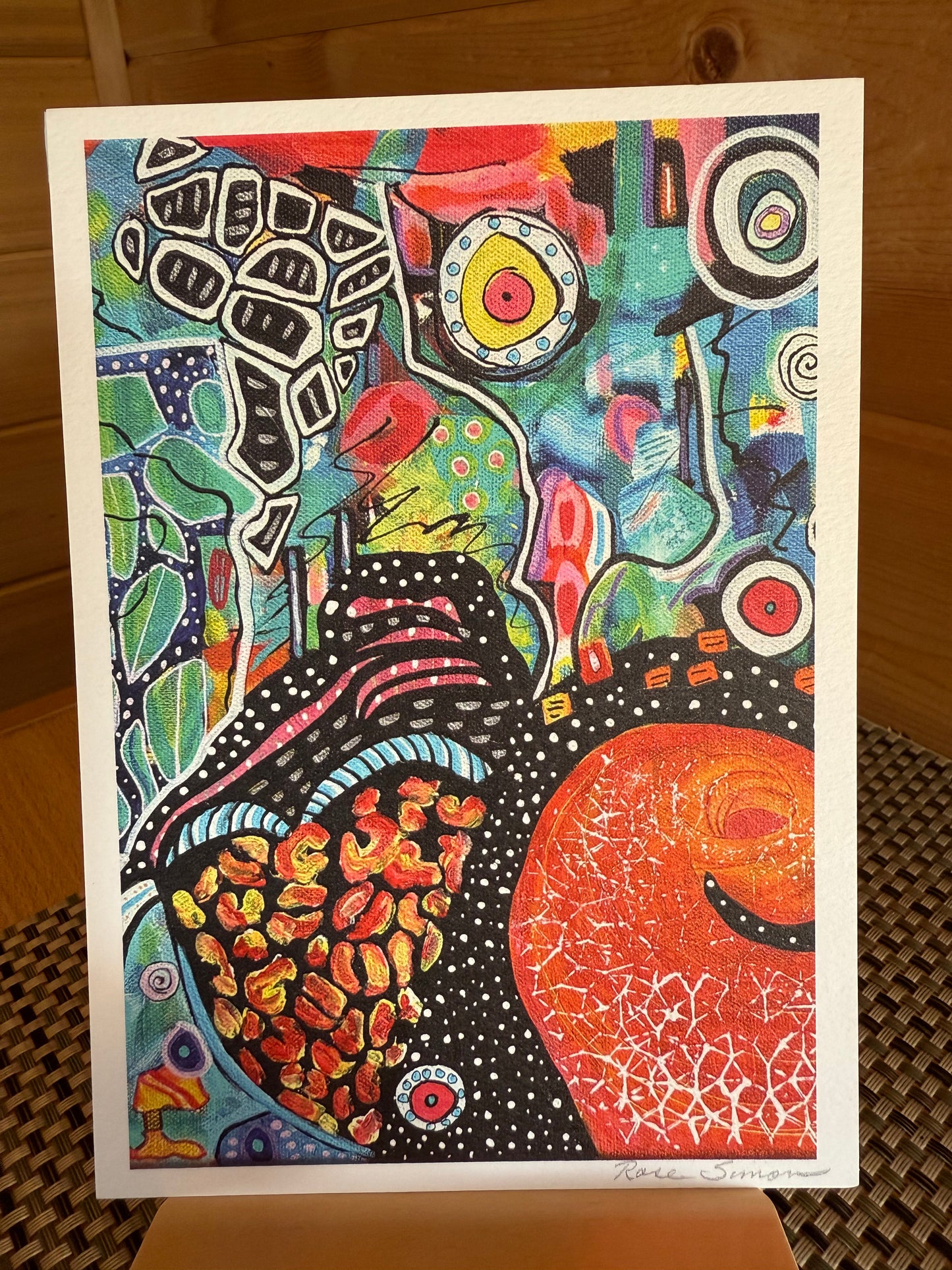 "Celebration" - 5×7 Abstract Watercolor & Pen Greeting Card – Whimsical Geometric Art