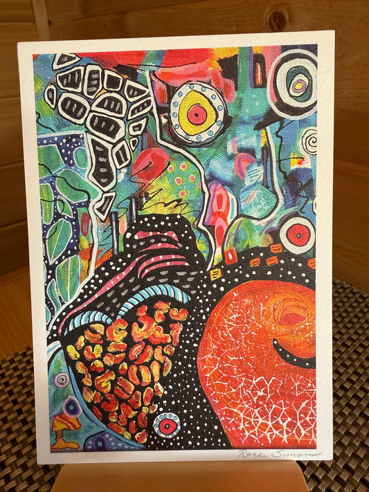 "Celebration" - 5×7 Abstract Watercolor & Pen Greeting Card – Whimsical Geometric Art