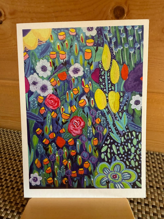 Abstract Colorful Flower Garden Greeting Card – Magic Garden  5×7 Art Card